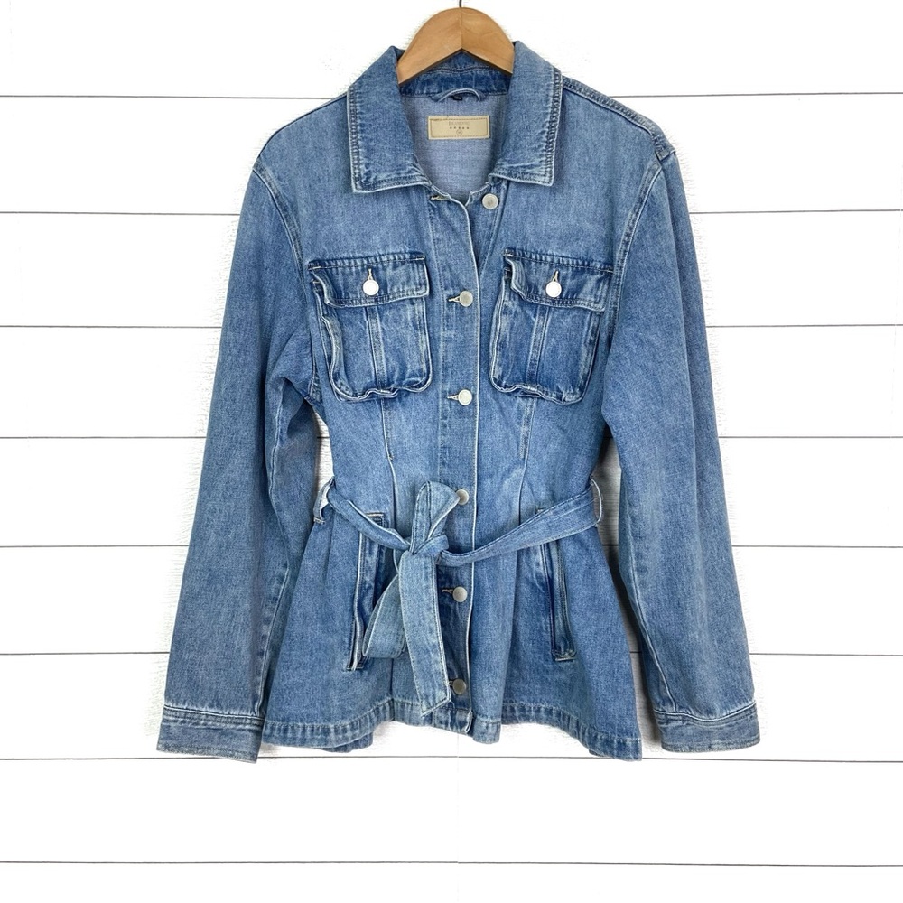 BLANKNYC Denim Left on Read Jacket Blue Jean Tie Waist Fall Medium - Picture 2 of 5